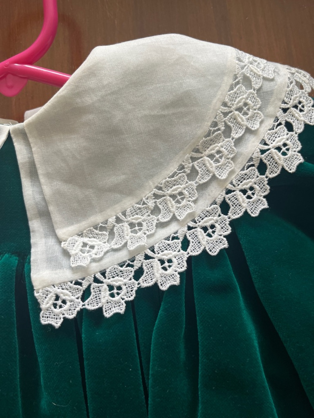 Green Velvet Toddler Dress - Picture 5 of 10